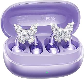 Clip-On Earbuds with Butterfly Earrings, 50H Playtime, Comfortable Fit