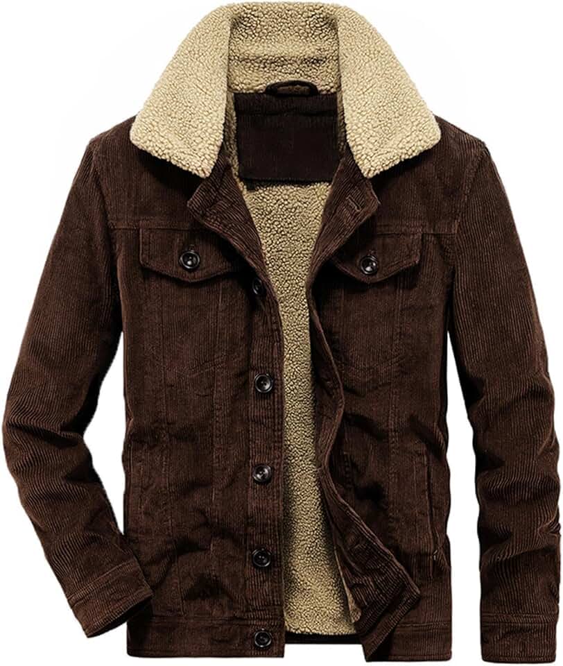 Men's Warm Sherpa-Lined Corduroy Trucker Jacket