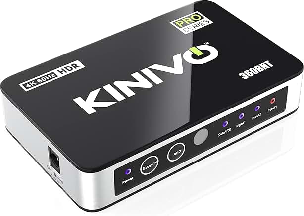 HDMI Switch with Audio Extractor, 3 in 1 out, 4K 60Hz