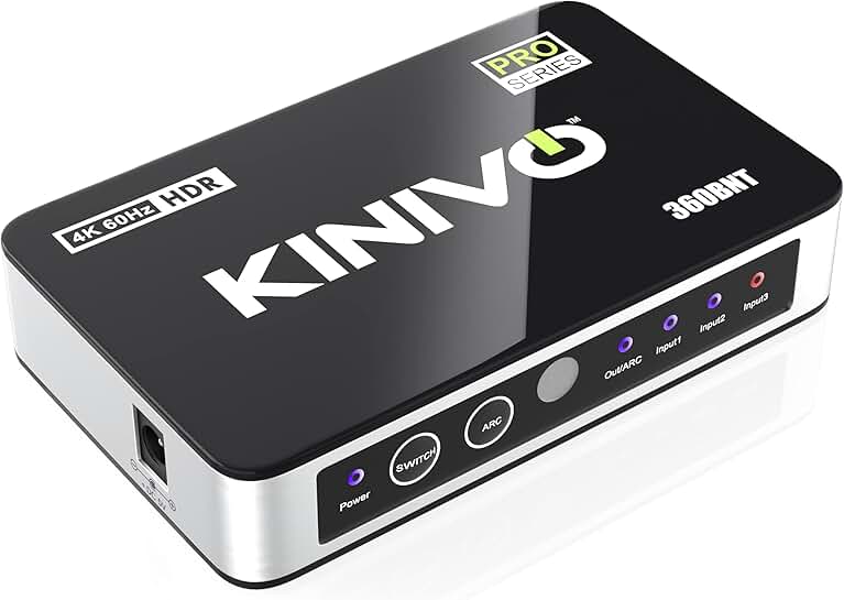 HDMI Switch with Audio Extractor, 3 in 1 out, 4K 60Hz