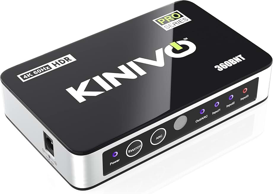 HDMI Switch with Audio Extractor, 3 in 1 out, 4K 60Hz