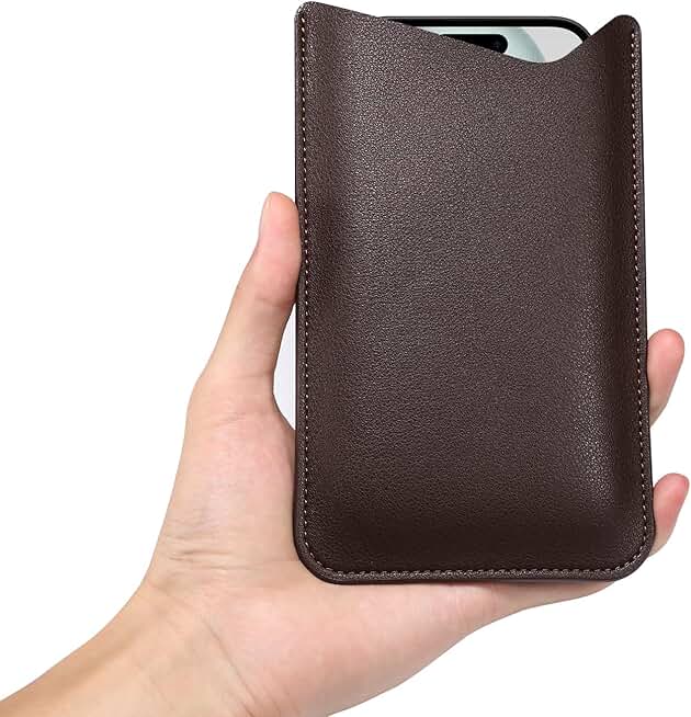 Leather Cell Phone Holster for Men with 6.5" Vertical Sleeve