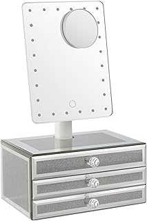 Lighted Makeup Mirror with Jewelry Storage and Magnification