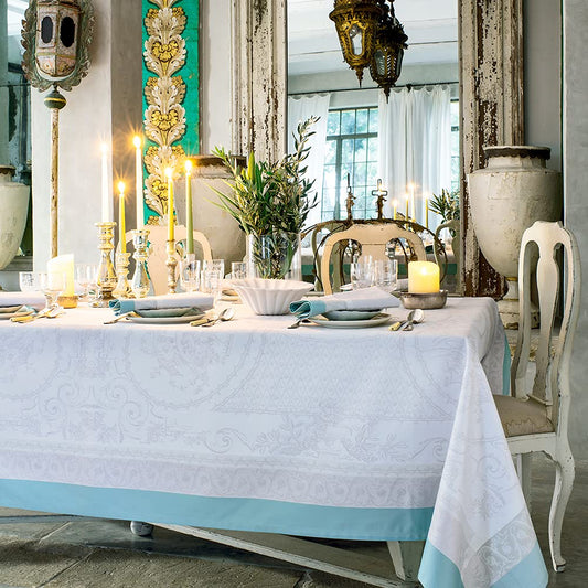Thiebaut Jardin De La Reine Tablecloth, 69"x143", Celadon