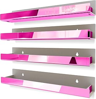 Set of four 15-inch pink acrylic floating shelves