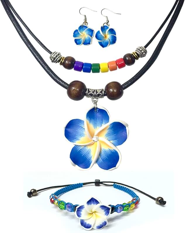 Hawaiian Plumeria Flower Jewelry Set for Women