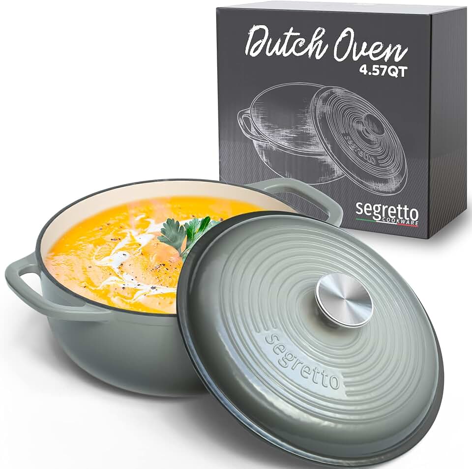 Enameled Cast Iron Dutch Oven with Lid, 4.57 Quarts
