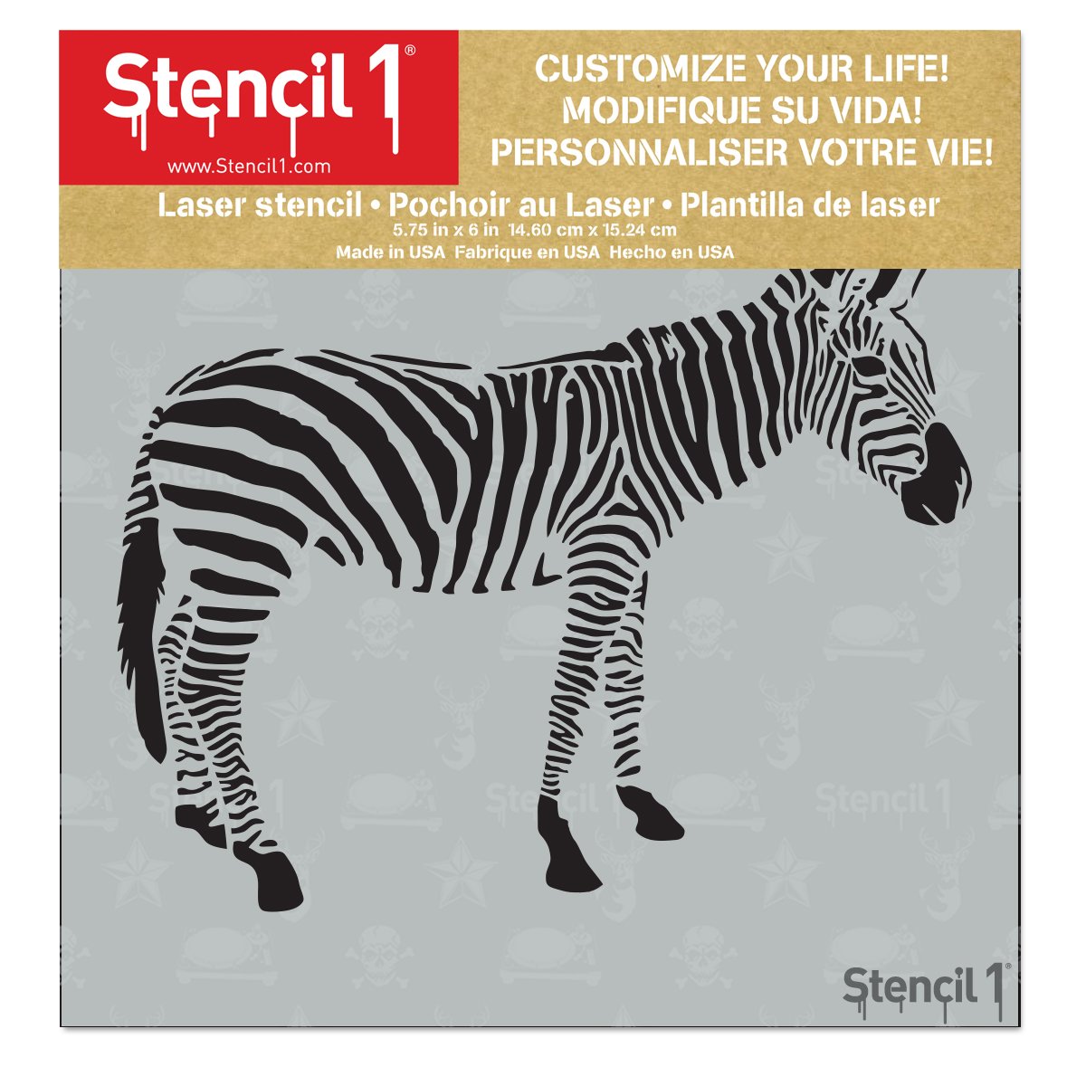 Zebra Reusable Mylar Stencil 5.75" x 6"
