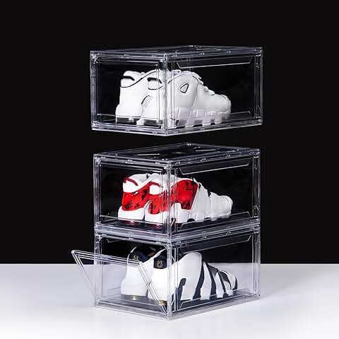 Set of 3 Clear Stackable Acrylic Shoe Boxes