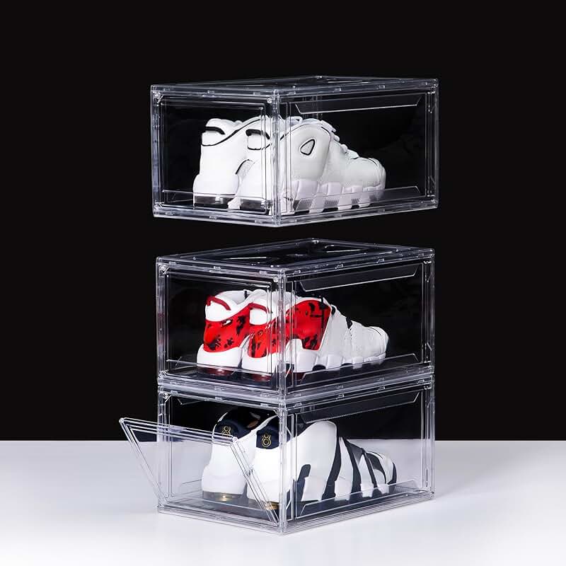 Set of 3 Clear Stackable Acrylic Shoe Boxes