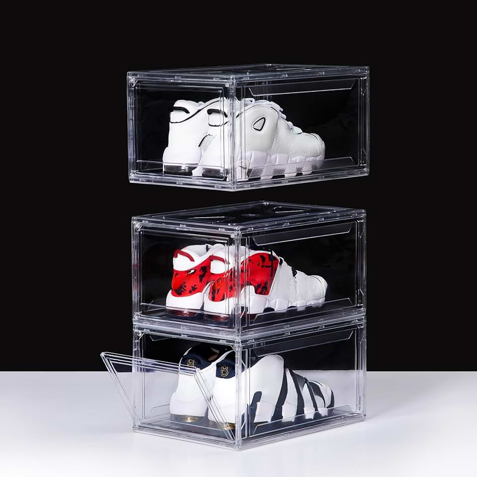 Set of 3 Clear Stackable Acrylic Shoe Boxes