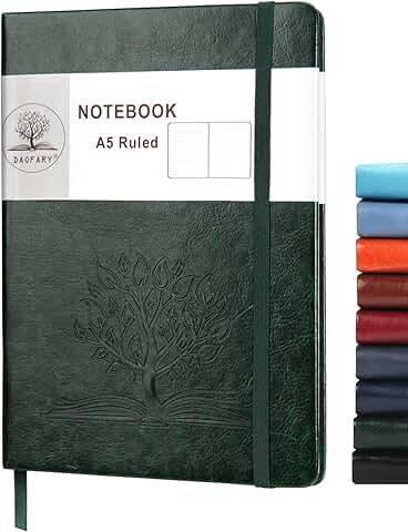 Leather Ruled Notebook with 160 Pages and Pocket