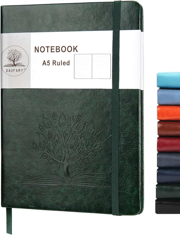 Leather Ruled Notebook with 160 Pages and Pocket