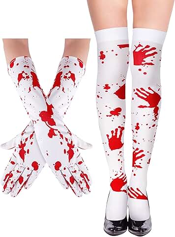 Women’s Halloween Bloody Socks and Gloves Set