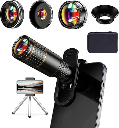 4-in-1 Phone Camera Lens Kit with Telephoto, Fisheye, Wide Angle, Macro
