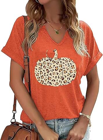 Halloween Pumpkin Face Short Sleeve T-Shirt for Women