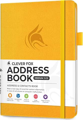 Address Book with Alphabetic Tabs in Amber Yellow
