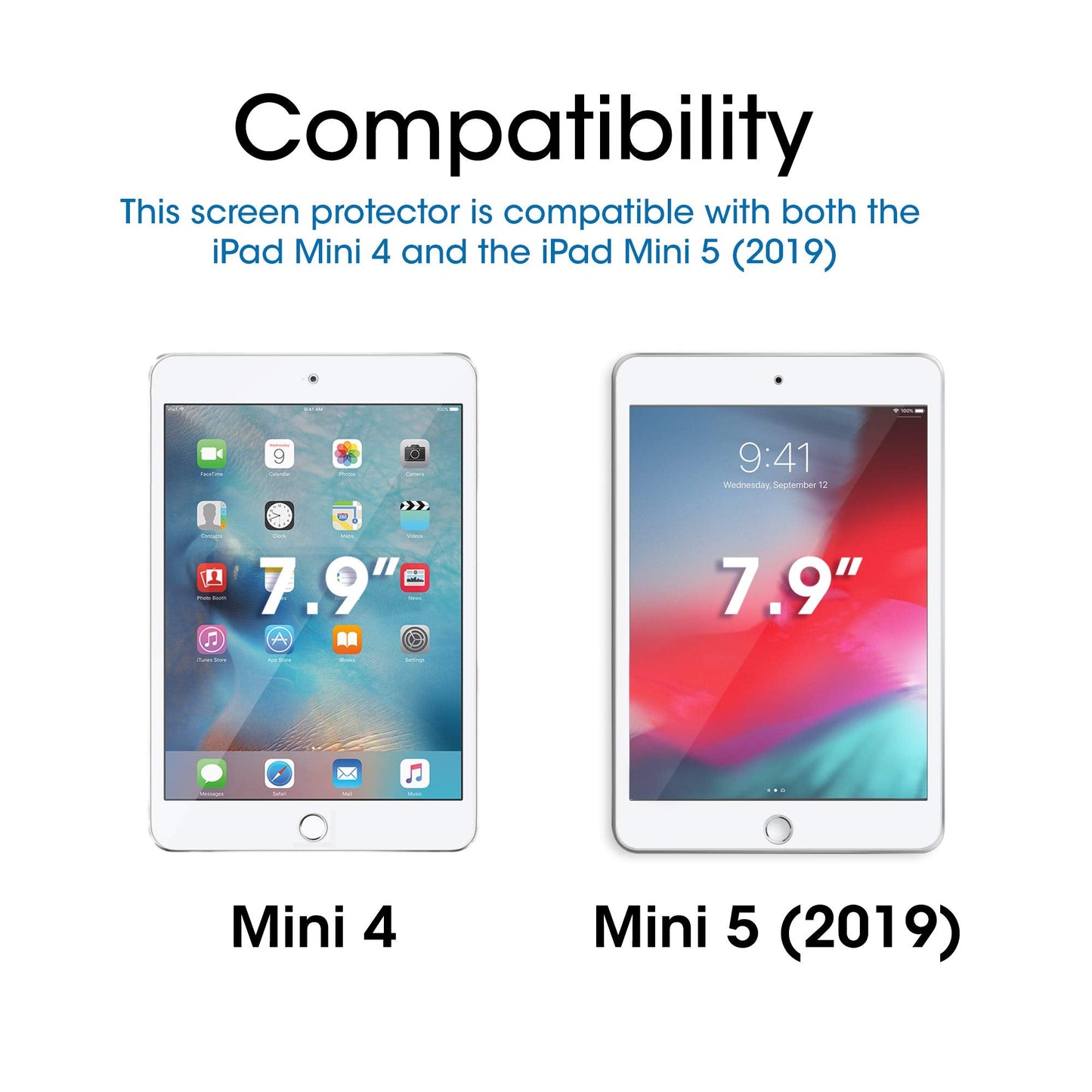 Glass Screen Protector for iPad Mini 5 (2019) and iPad Mini 4, Tempered Glass