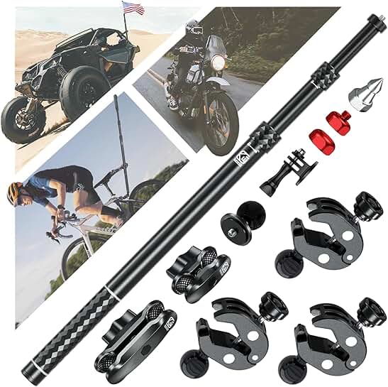 Aluminum Motorcycle Camera Mount with Extendable Selfie Stick