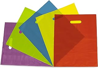 Assorted Color Plastic Bags with Handles, 1.25 Mil, Bulk