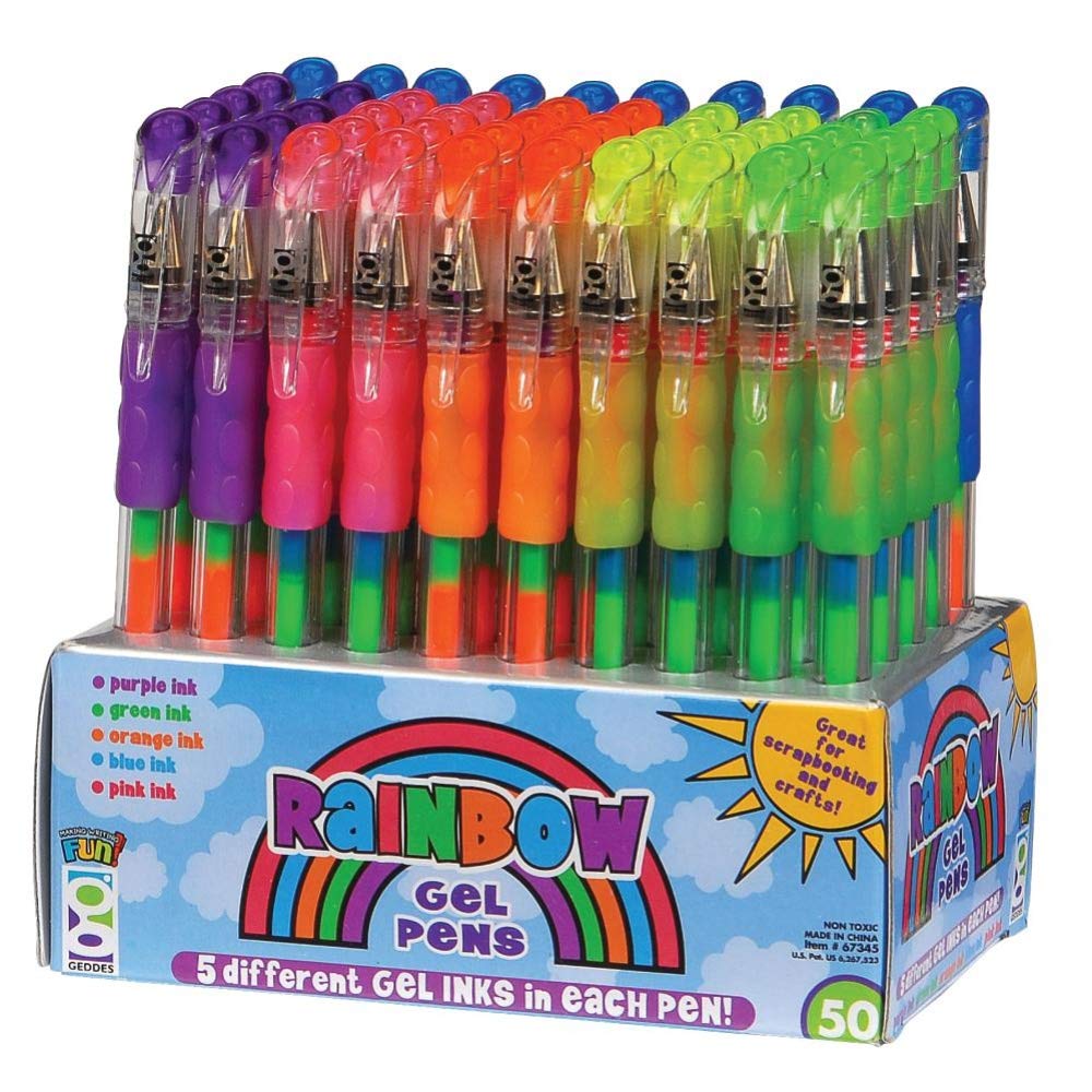 Rainbow Color Assorted Gel Pen Set, 50 Pack