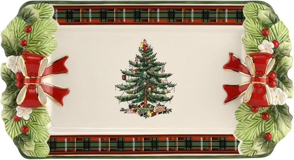 12-Inch Christmas Tree Tartan Serving Tray