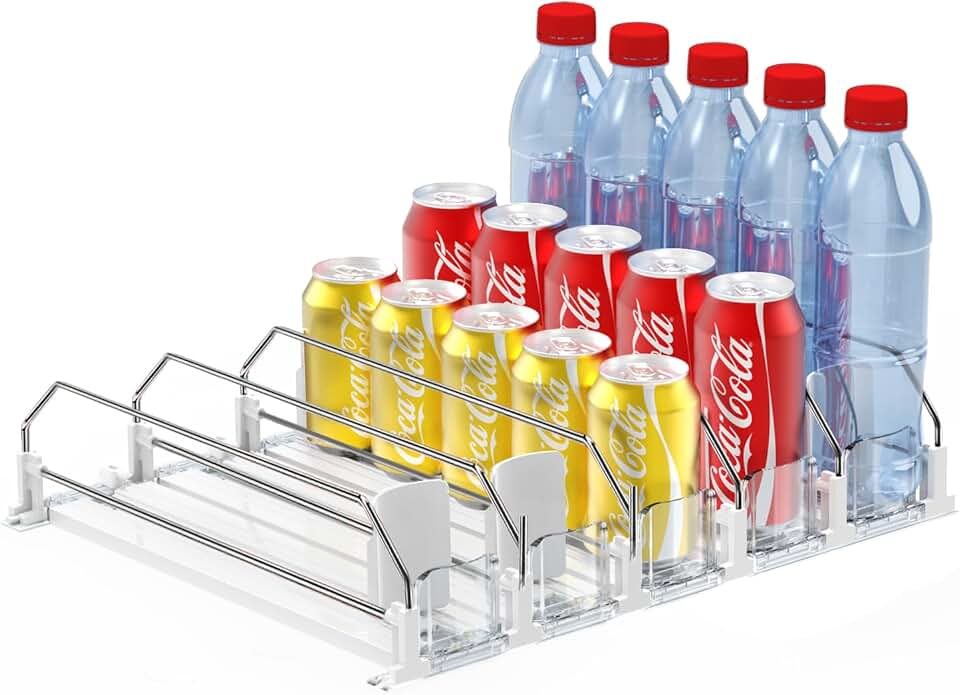 Automatic soda can dispenser for fridge, holds 25 cans