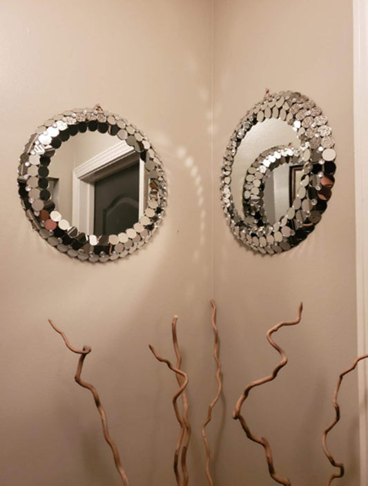 200-Piece Small Round Glass Mirror Mosaic Tiles