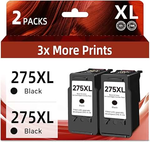 275XL Black Ink Cartridges for Printer (2 Pack)