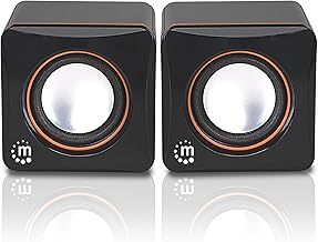Small USB Stereo Speakers with Volume Control and Aux Port