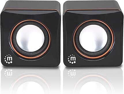 Small USB Stereo Speakers with Volume Control and Aux Port