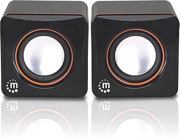 Small USB Stereo Speakers with Volume Control and Aux Port