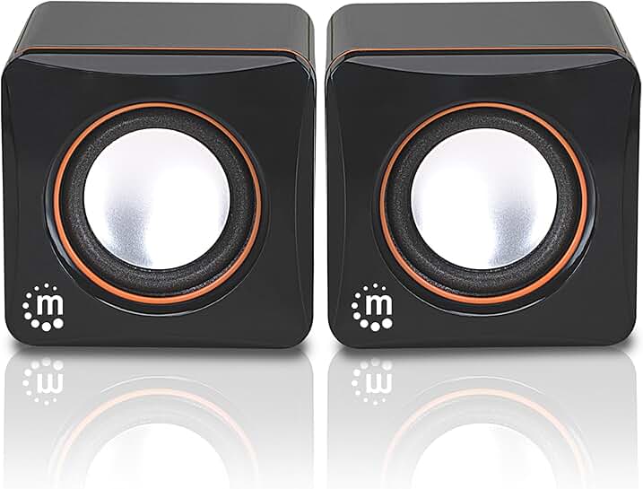 Small USB Stereo Speakers with Volume Control and Aux Port