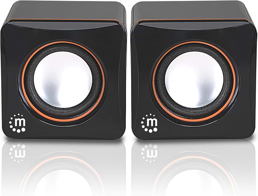 Small USB Stereo Speakers with Volume Control and Aux Port