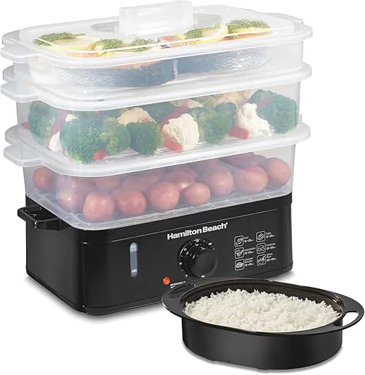 Electric Food Steamer and Rice Cooker with Egg Boiler