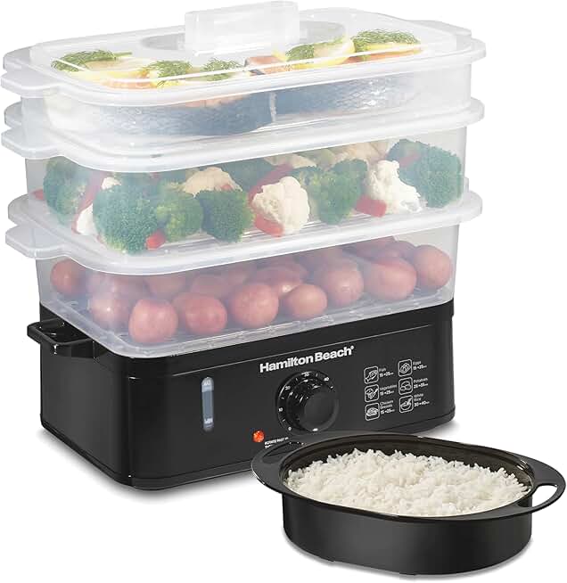 Electric Food Steamer and Rice Cooker with Egg Boiler