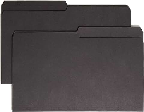 Reversible Legal File Folder with Printed Tab, Black, 100 Pack