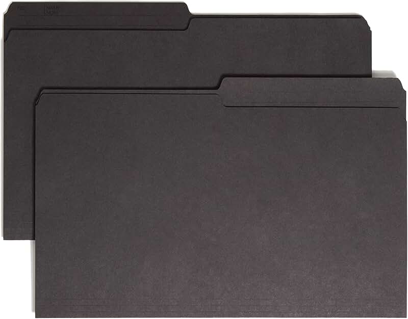 Reversible Legal File Folder with Printed Tab, Black, 100 Pack