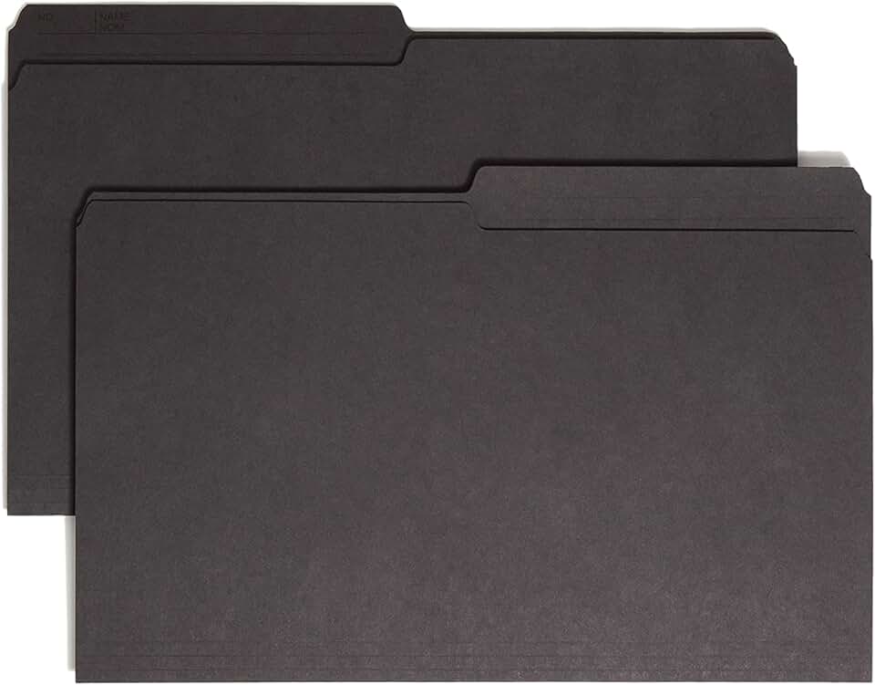 Reversible Legal File Folder with Printed Tab, Black, 100 Pack