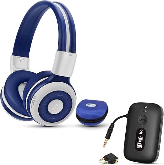 Wireless Bluetooth Headphones and Transmitter for Travel