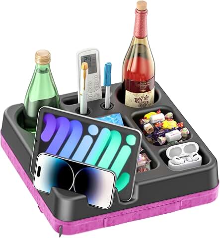 Purple Couch Cup Holder and Snack Tray