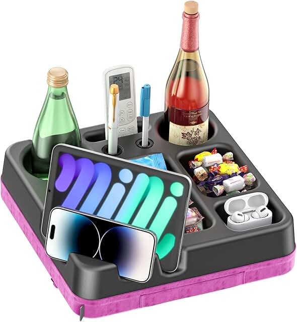 Purple Couch Cup Holder and Snack Tray