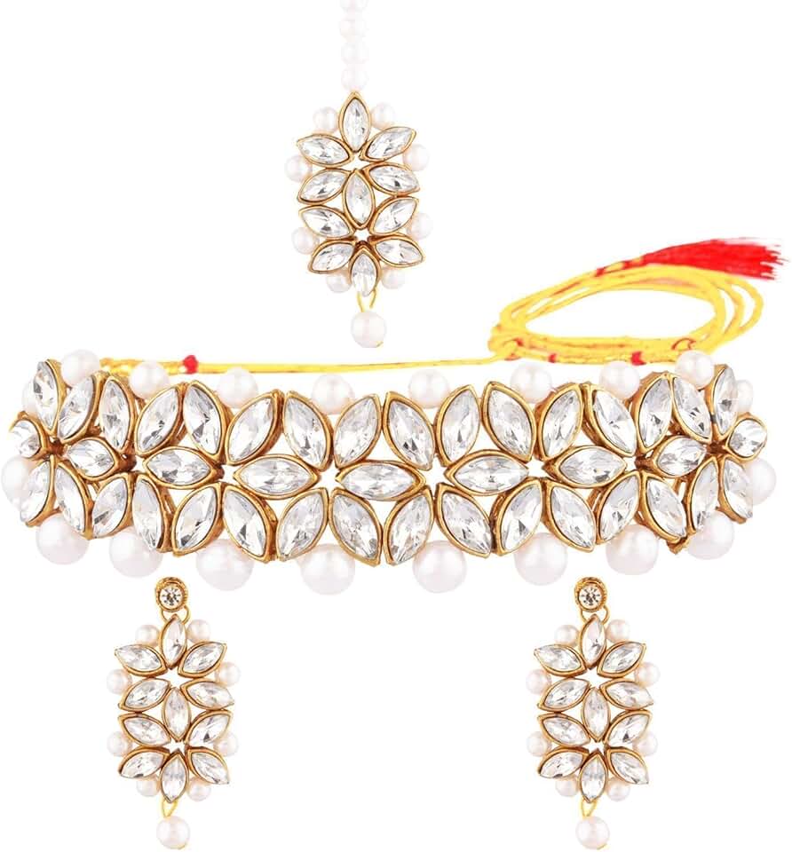 Traditional Faux Kundan Pearl Bridal Jewelry Set