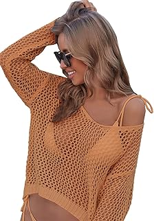 Women's Long Sleeve Crochet Beach Cover Up