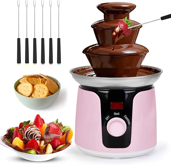 Three-Tier Electric Chocolate Fountain with Stainless Steel Tower