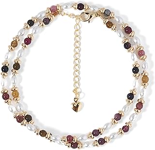 Natural Crystal Oval Bead Necklace with Gold and Pearl Spacers