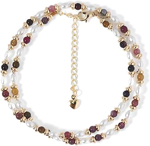 Natural Crystal Oval Bead Necklace with Gold and Pearl Spacers