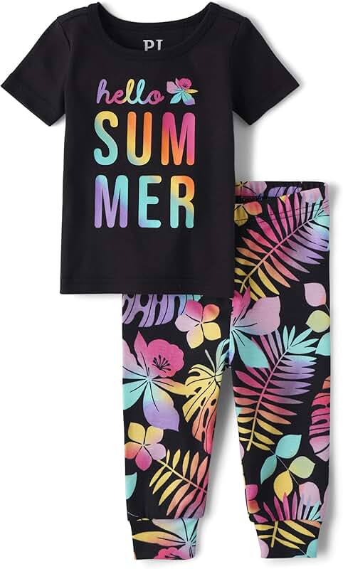 Baby Girls' Short Sleeve Top and Pants Pajama Set