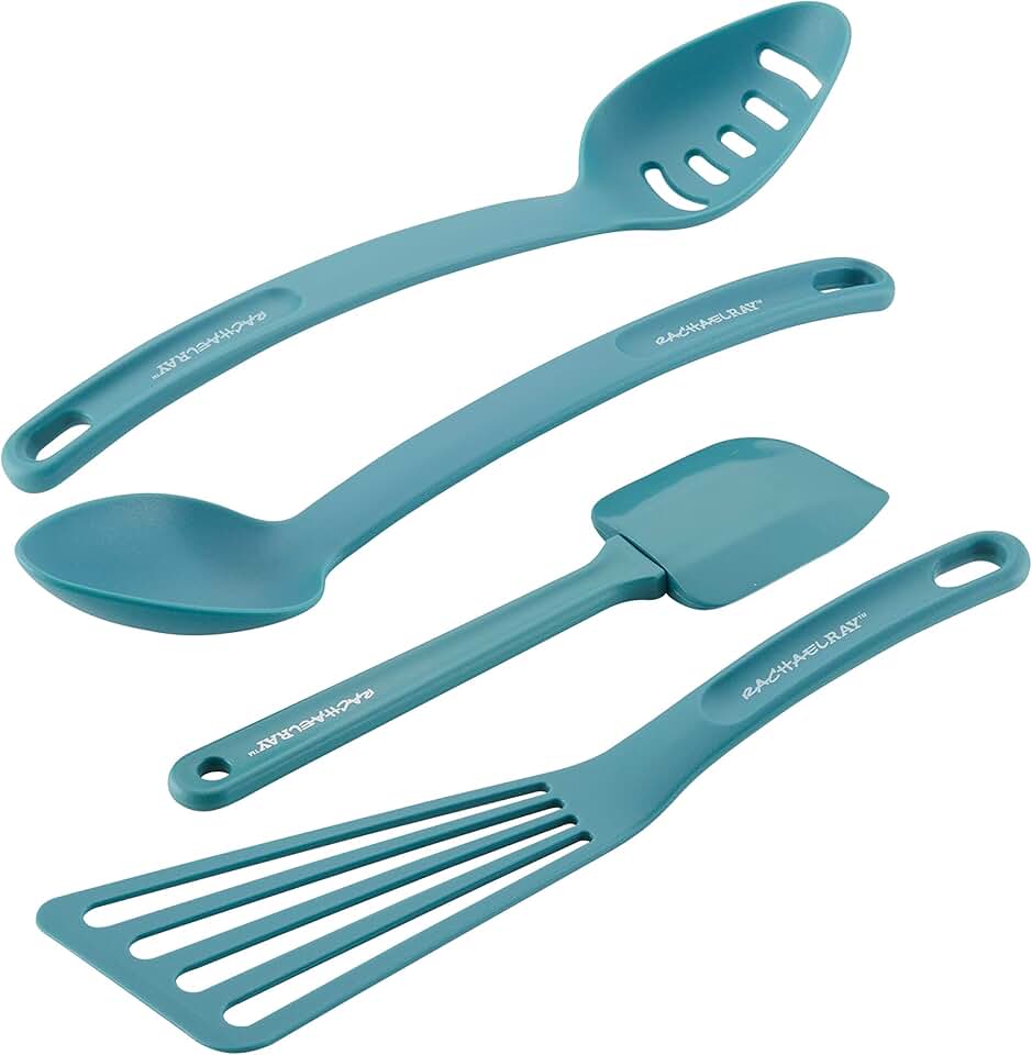 4-Piece Nylon Utensil Set in Agave Blue