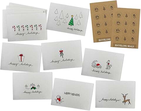 Holiday Greeting Card and Gift Tag Set with Envelopes